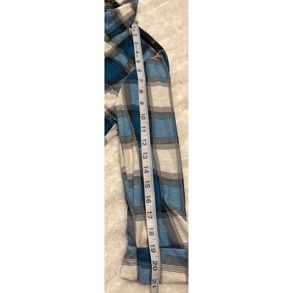 Women Bongo Brand Blouse Blue Plaid w/Lacey Back Polyester Blend Junior Size M - Picture 12 of 16